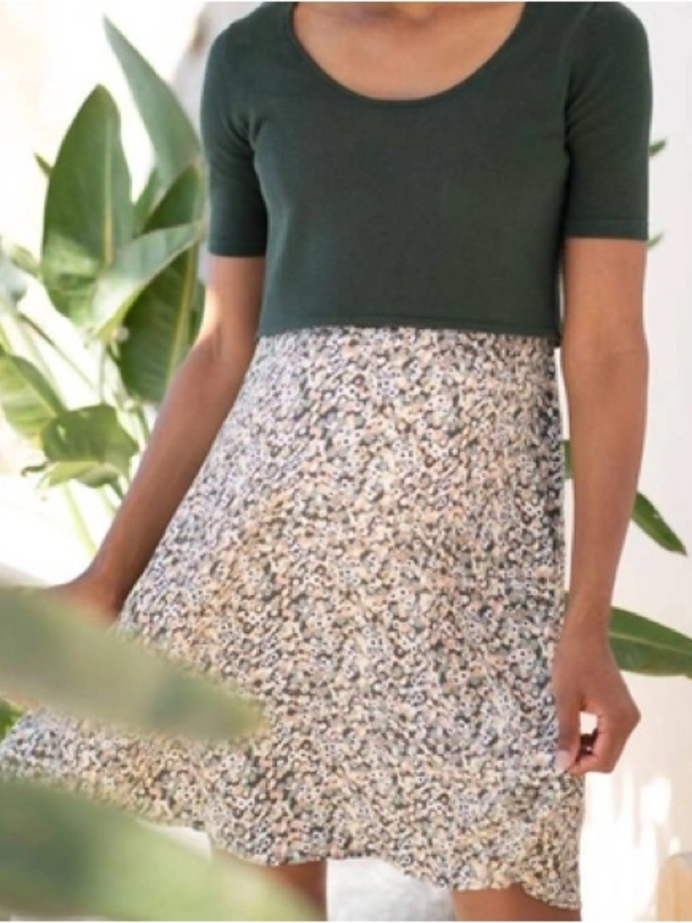 Seraphine Green and Khaki Maternity and Nursing Two Piece Dress